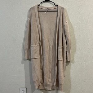 Free People Light Pink Knit Long Cardigan
